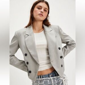 Free People Betty Solid Blazer Slate Grey Large NWT SOLD OUT